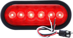 Red Lens 6" Oval Sealed LED Tail Light Kit